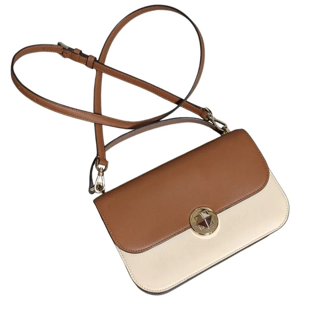Kate Spade NY Audrey bicolor Flap crossbody flat leather handle shoulder bag